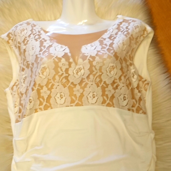 Boston Proper Lace Ruched Knit Tunic - Picture 7 of 11